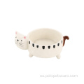 Tazón de alimentación de perros de cerámica en forma de gato en forma de gato